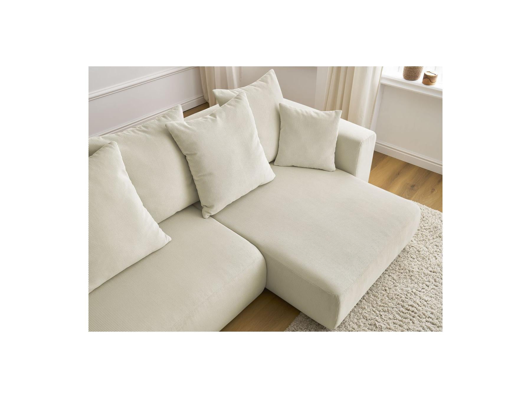 Sidonie - Canapé D'Angle Convertible Réversible Coffre - Velours Côtelé