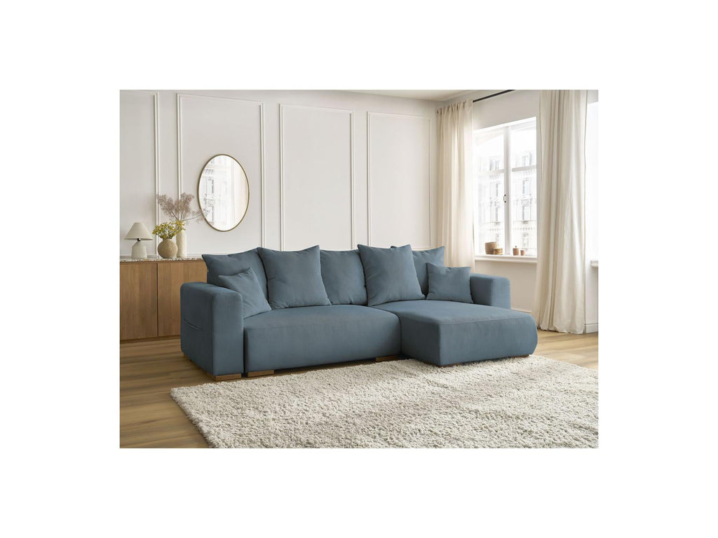 Sidonie - Canapé D'Angle Convertible Réversible Coffre - Velours Côtelé
