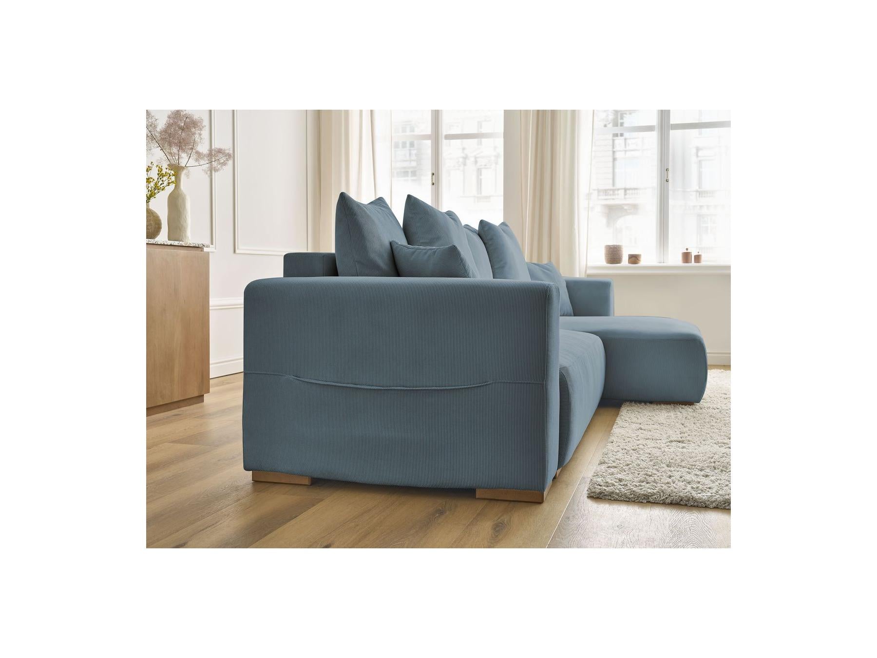 Sidonie - Canapé D'Angle Convertible Réversible Coffre - Velours Côtelé