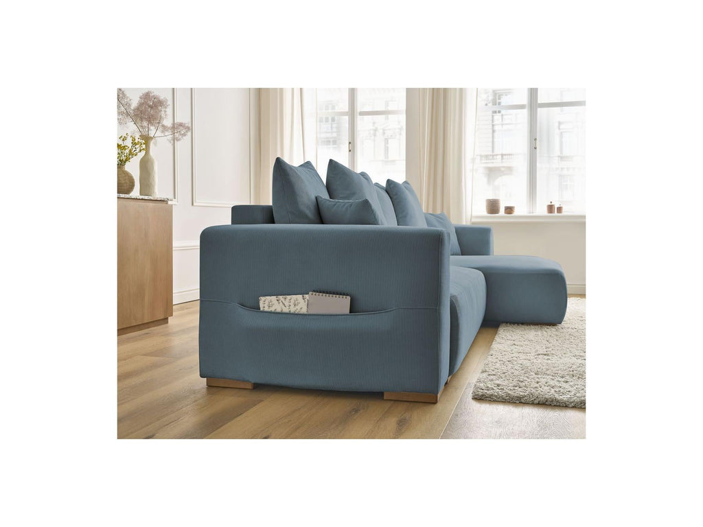 Sidonie - Canapé D'Angle Convertible Réversible Coffre - Velours Côtelé
