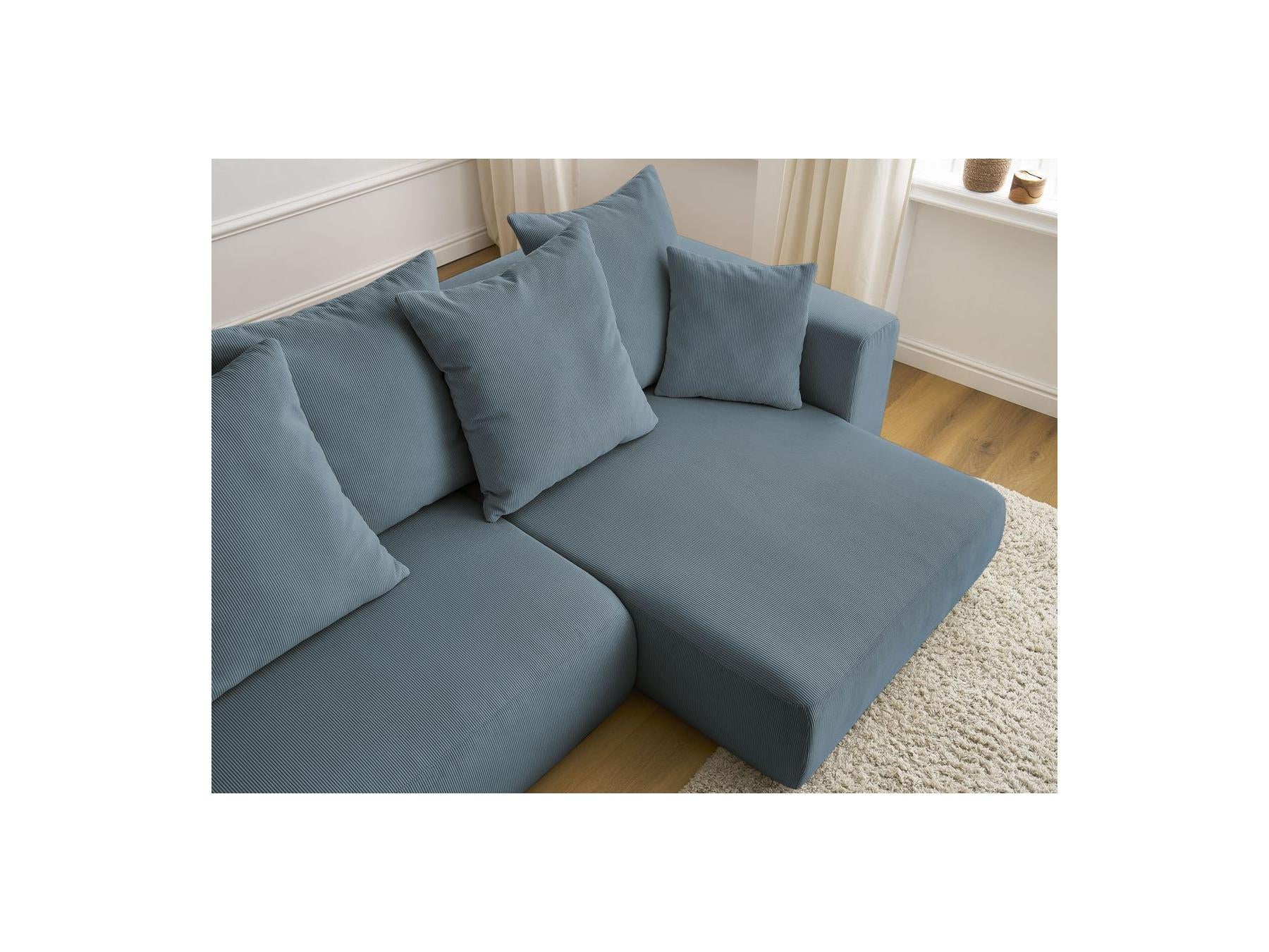 Sidonie - Canapé D'Angle Convertible Réversible Coffre - Velours Côtelé