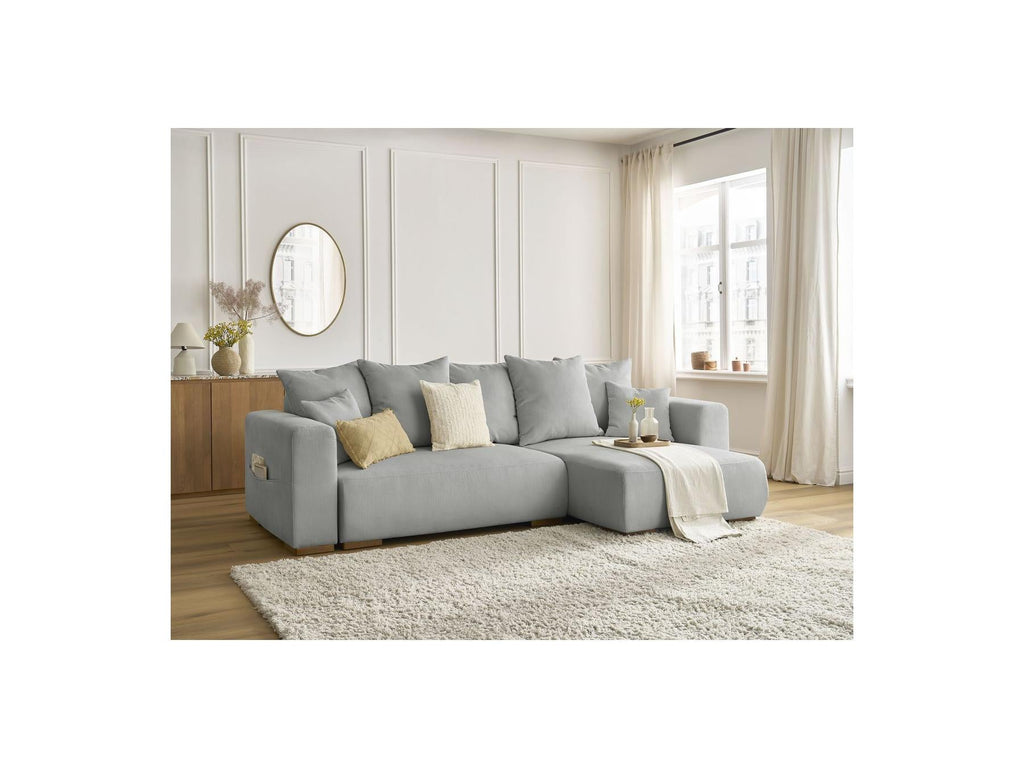 Sidonie - Canapé D'Angle Convertible Réversible Coffre - Velours Côtelé