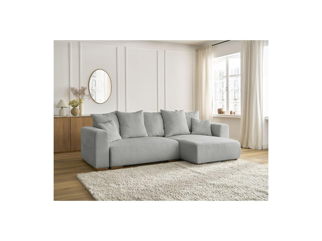 Sidonie - Canapé D'Angle Convertible Réversible Coffre - Velours Côtelé