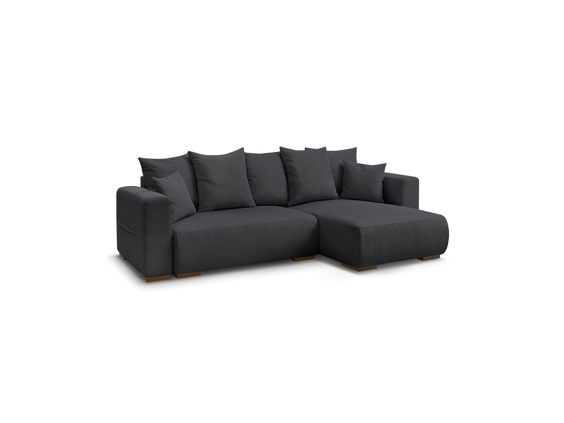 Sidonie - Canapé D'Angle Convertible Réversible Coffre - Velours Côtelé