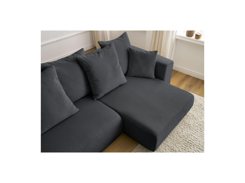 Sidonie - Canapé D'Angle Convertible Réversible Coffre - Velours Côtelé