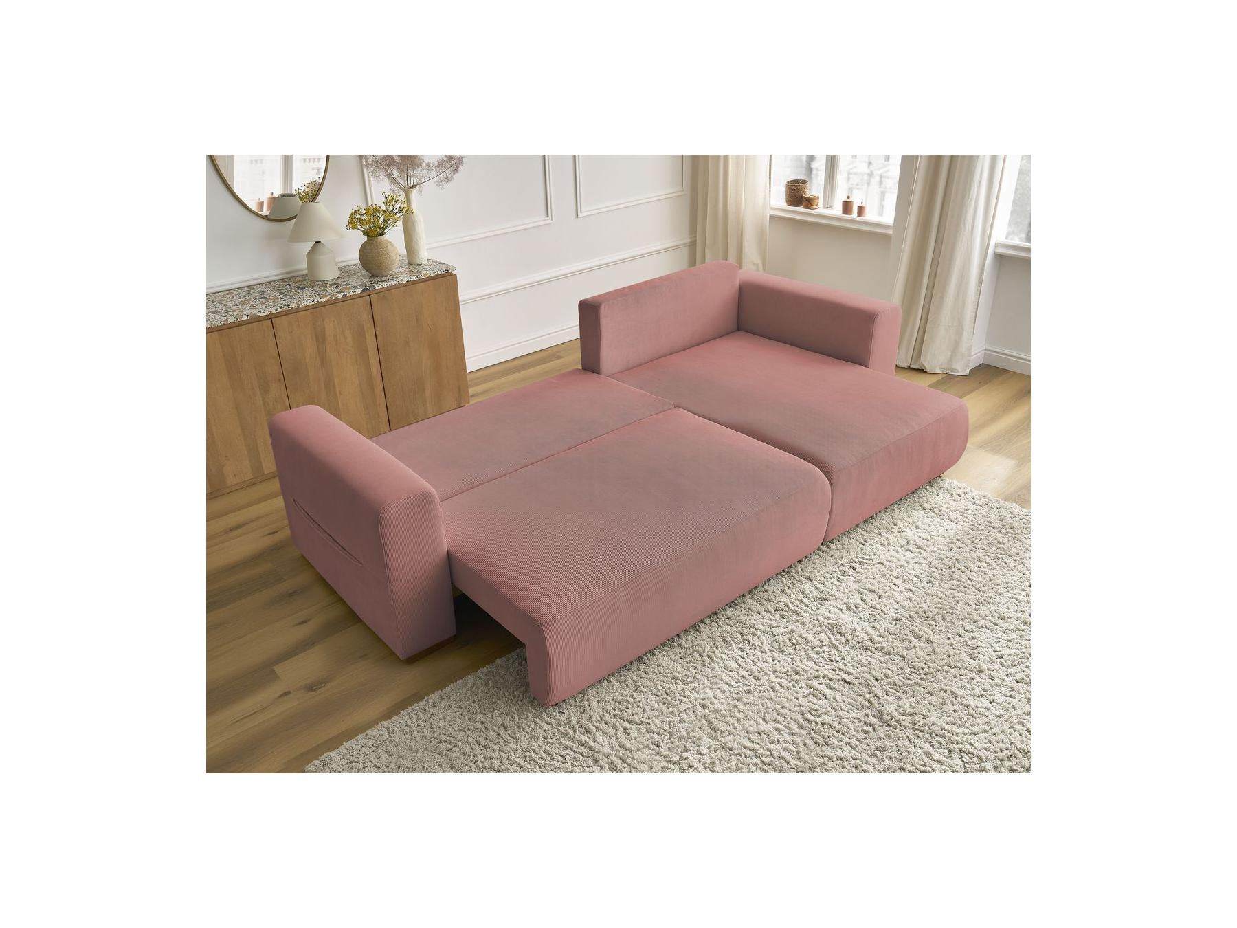 Sidonie - Canapé D'Angle Convertible Réversible Coffre - Velours Côtelé