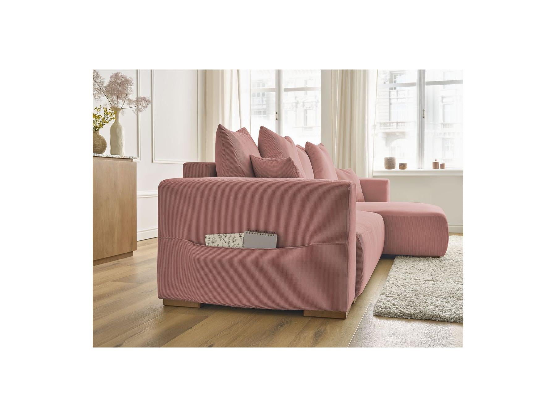 Sidonie - Canapé D'Angle Convertible Réversible Coffre - Velours Côtelé