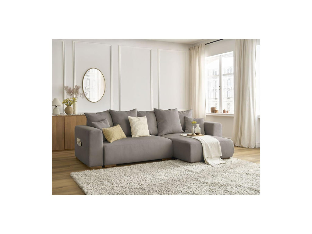 Sidonie - Canapé D'Angle Convertible Réversible Coffre - Velours Côtelé
