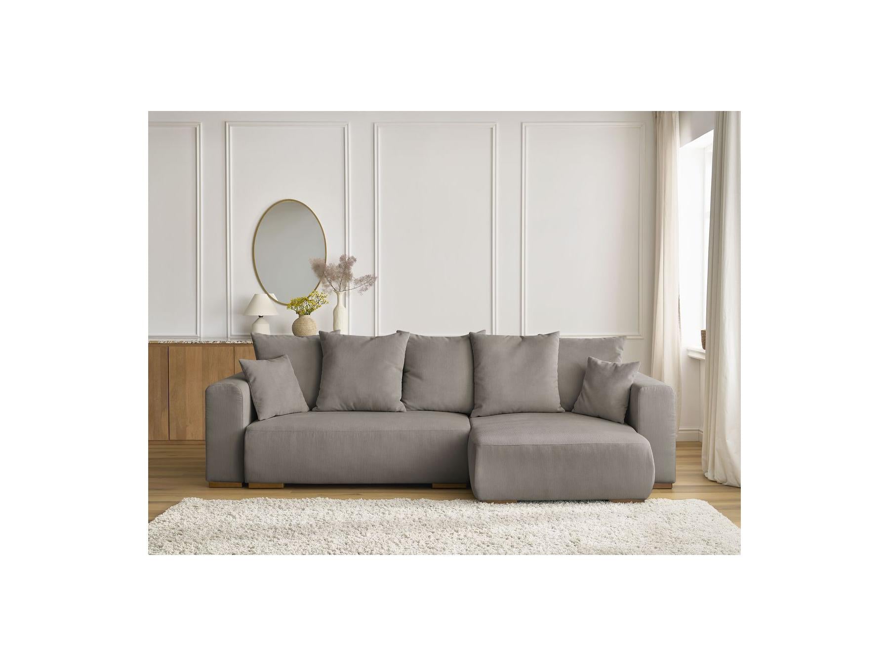 Sidonie - Canapé D'Angle Convertible Réversible Coffre - Velours Côtelé