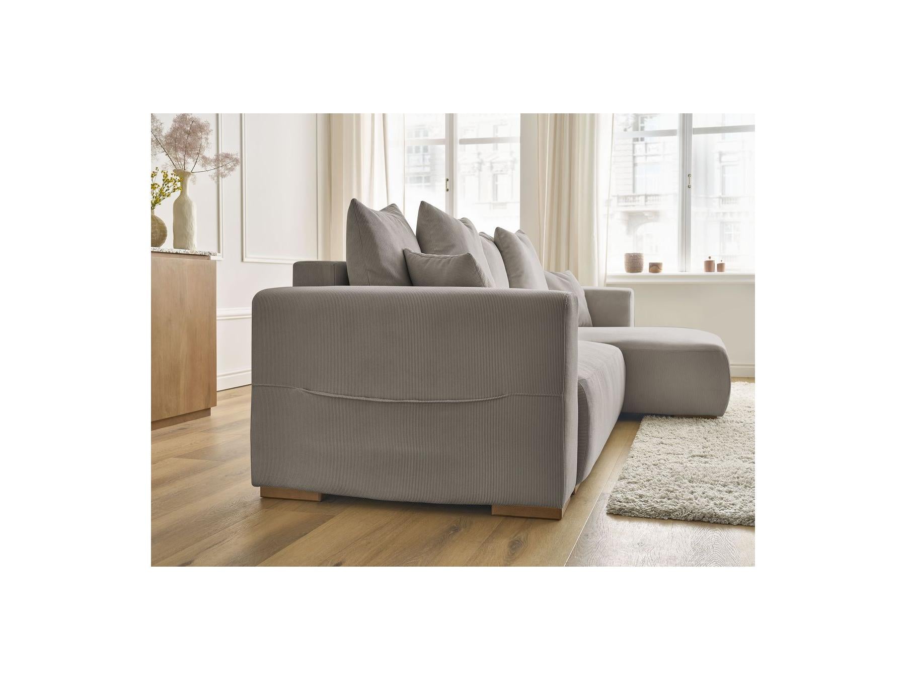 Sidonie - Canapé D'Angle Convertible Réversible Coffre - Velours Côtelé