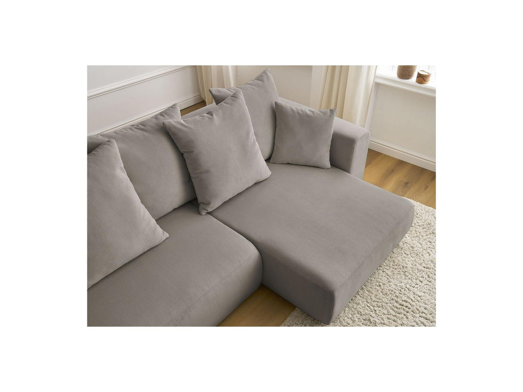 Sidonie - Canapé D'Angle Convertible Réversible Coffre - Velours Côtelé