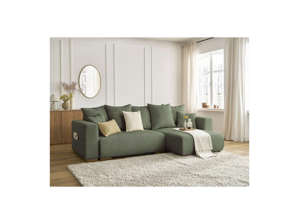 Sidonie - Canapé D'Angle Convertible Réversible Coffre - Velours Côtelé