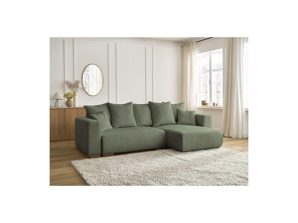 Sidonie - Canapé D'Angle Convertible Réversible Coffre - Velours Côtelé