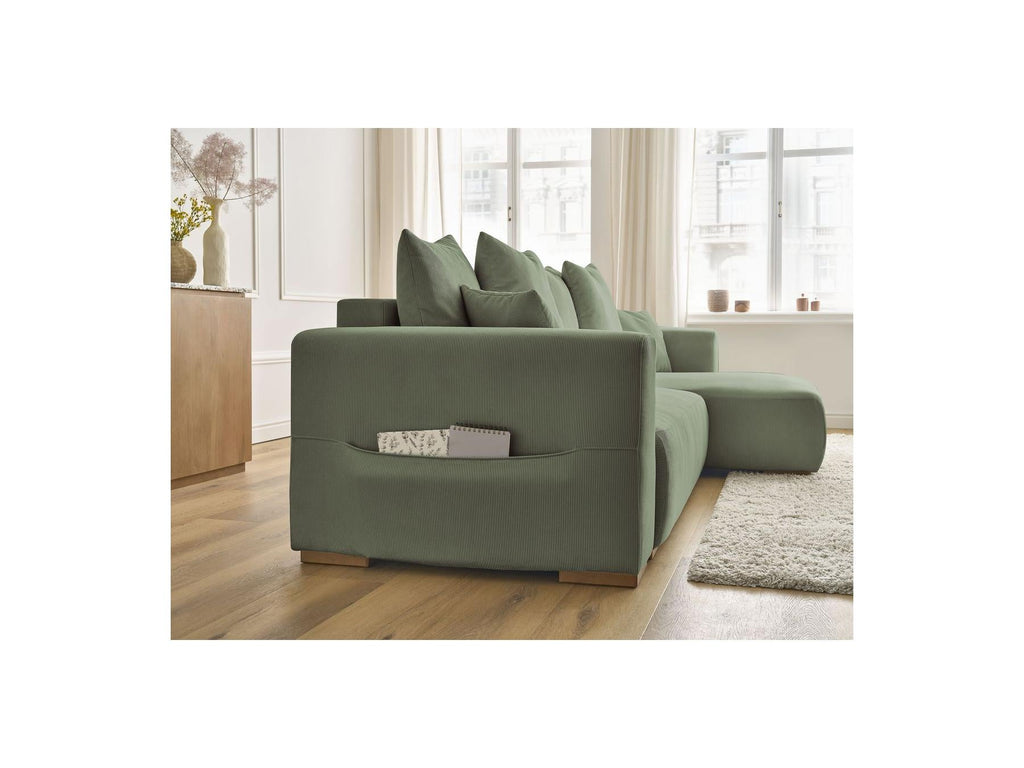 Sidonie - Canapé D'Angle Convertible Réversible Coffre - Velours Côtelé