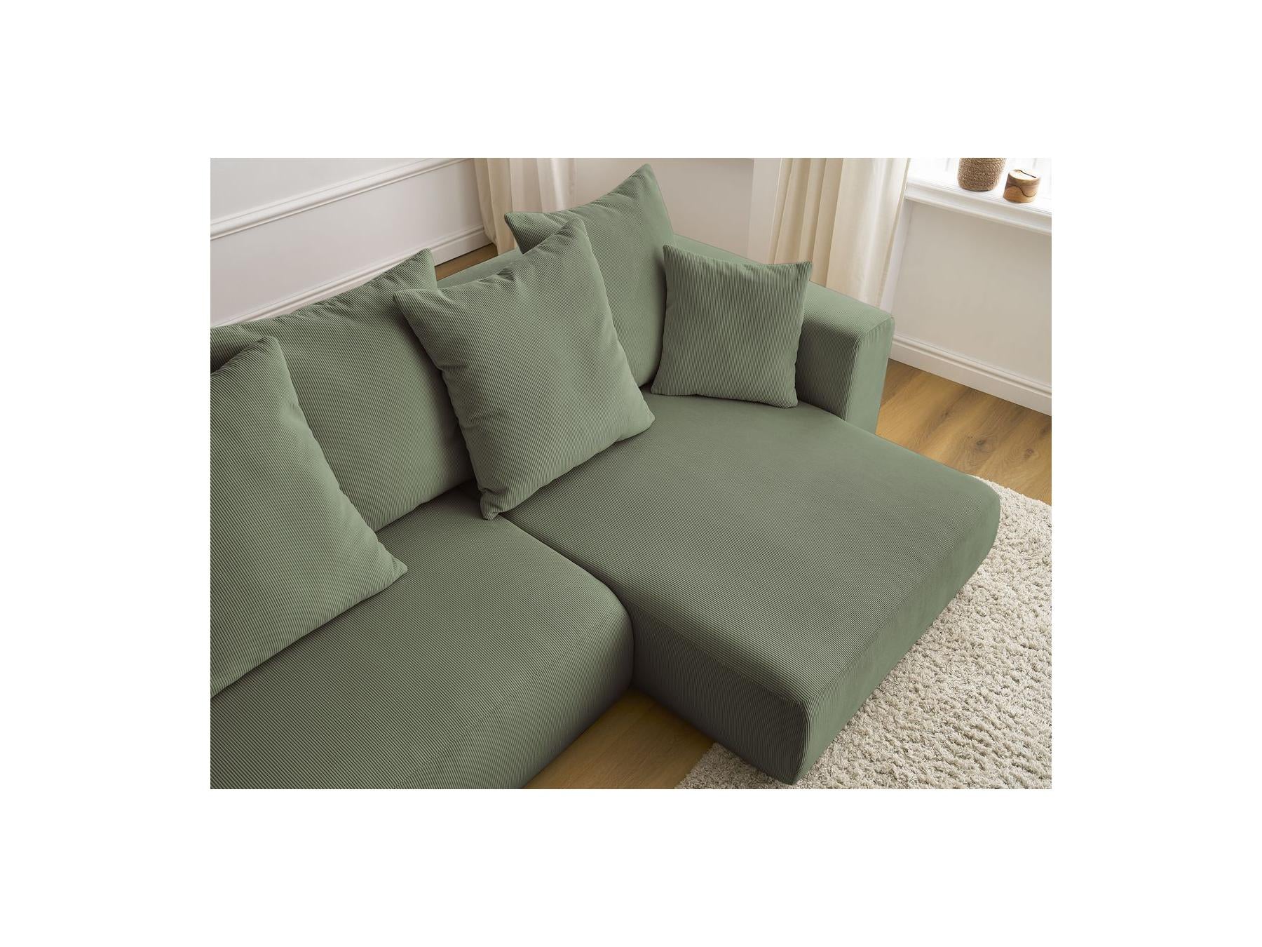 Sidonie - Canapé D'Angle Convertible Réversible Coffre - Velours Côtelé
