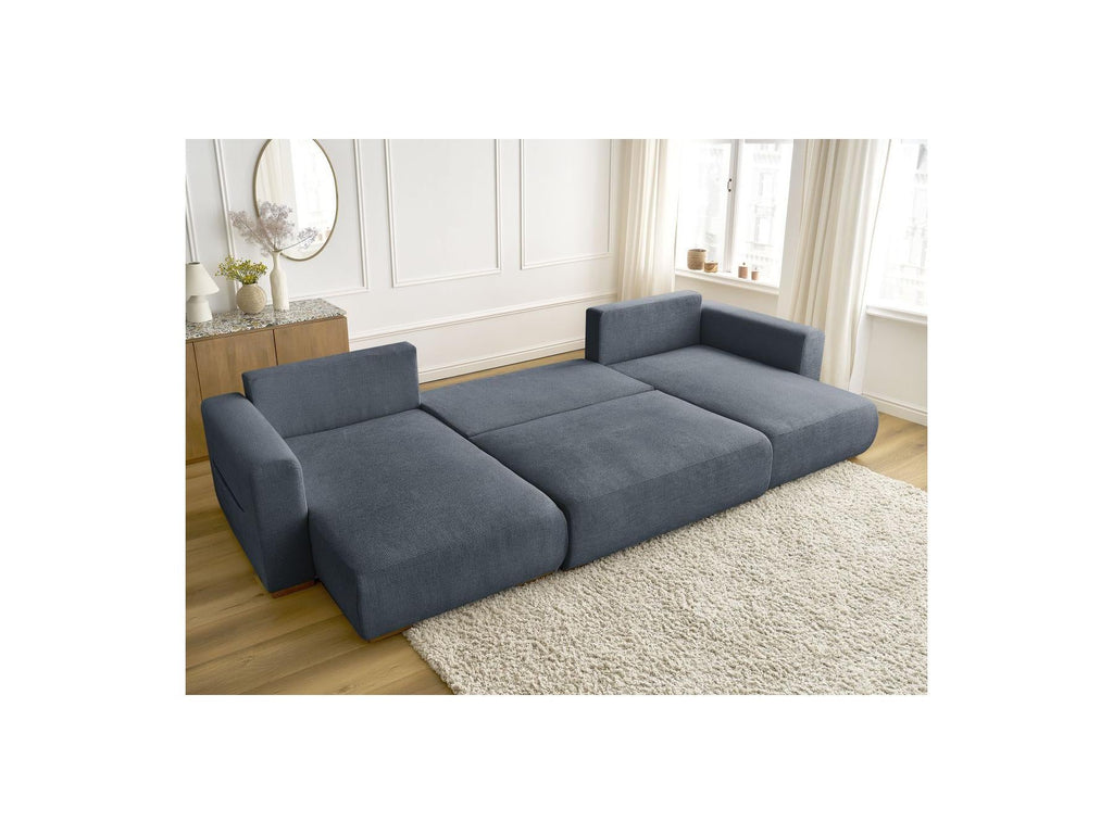 Sidonie - Canapé Panoramique Convertible Coffre - Tissu Chiné
