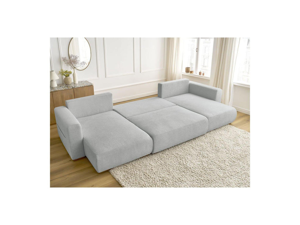 Sidonie - Canapé Panoramique Convertible Coffre - Tissu Chiné