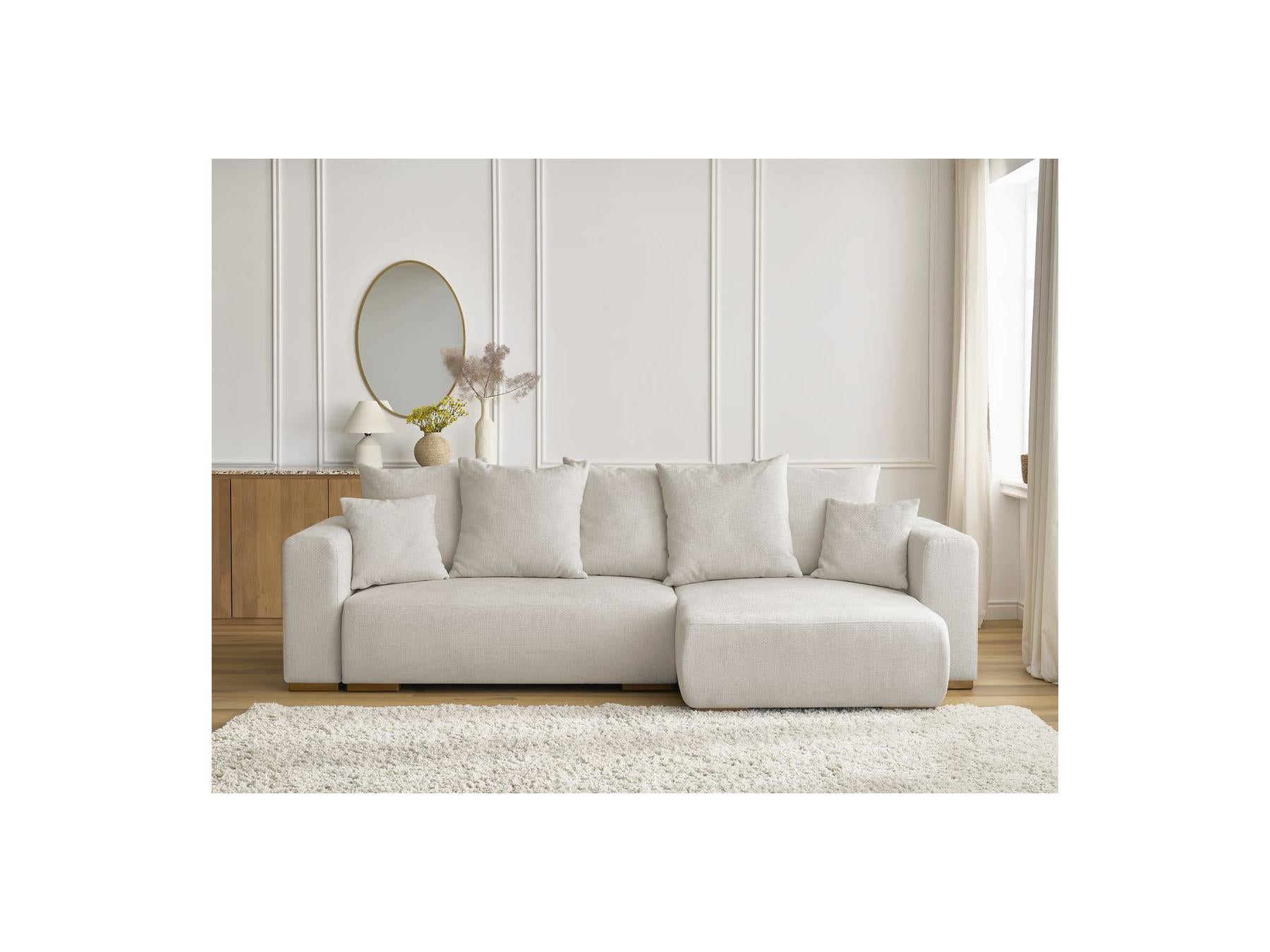 Sidonie - Canapé D'Angle Convertible Réversible Coffre - Tissu Chiné
