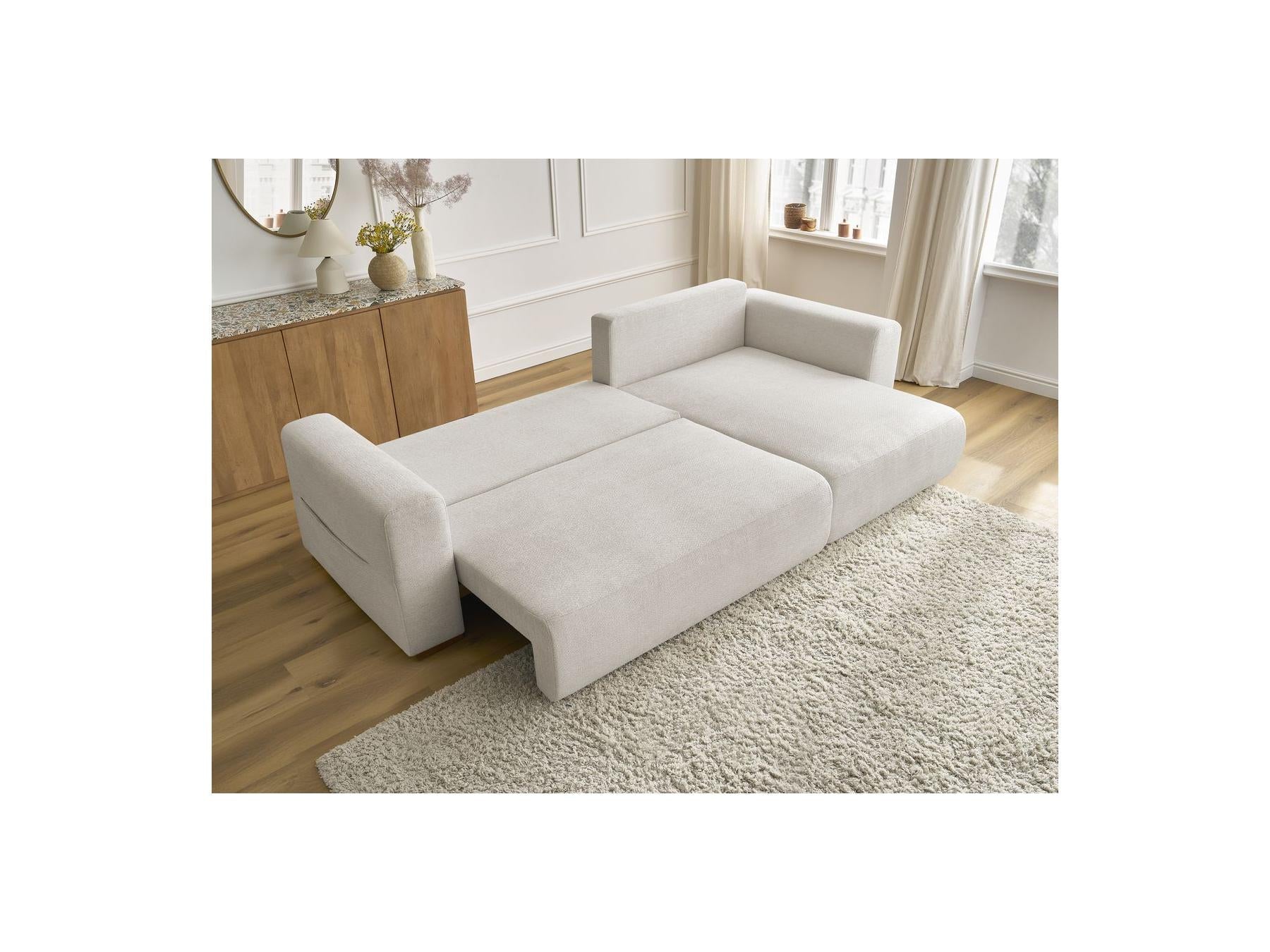 Sidonie - Canapé D'Angle Convertible Réversible Coffre - Tissu Chiné