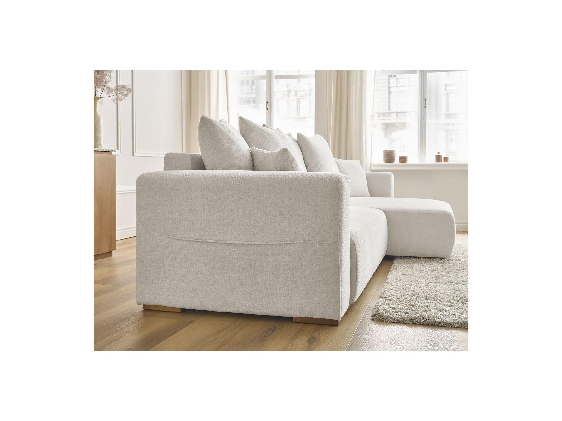 Sidonie - Canapé D'Angle Convertible Réversible Coffre - Tissu Chiné