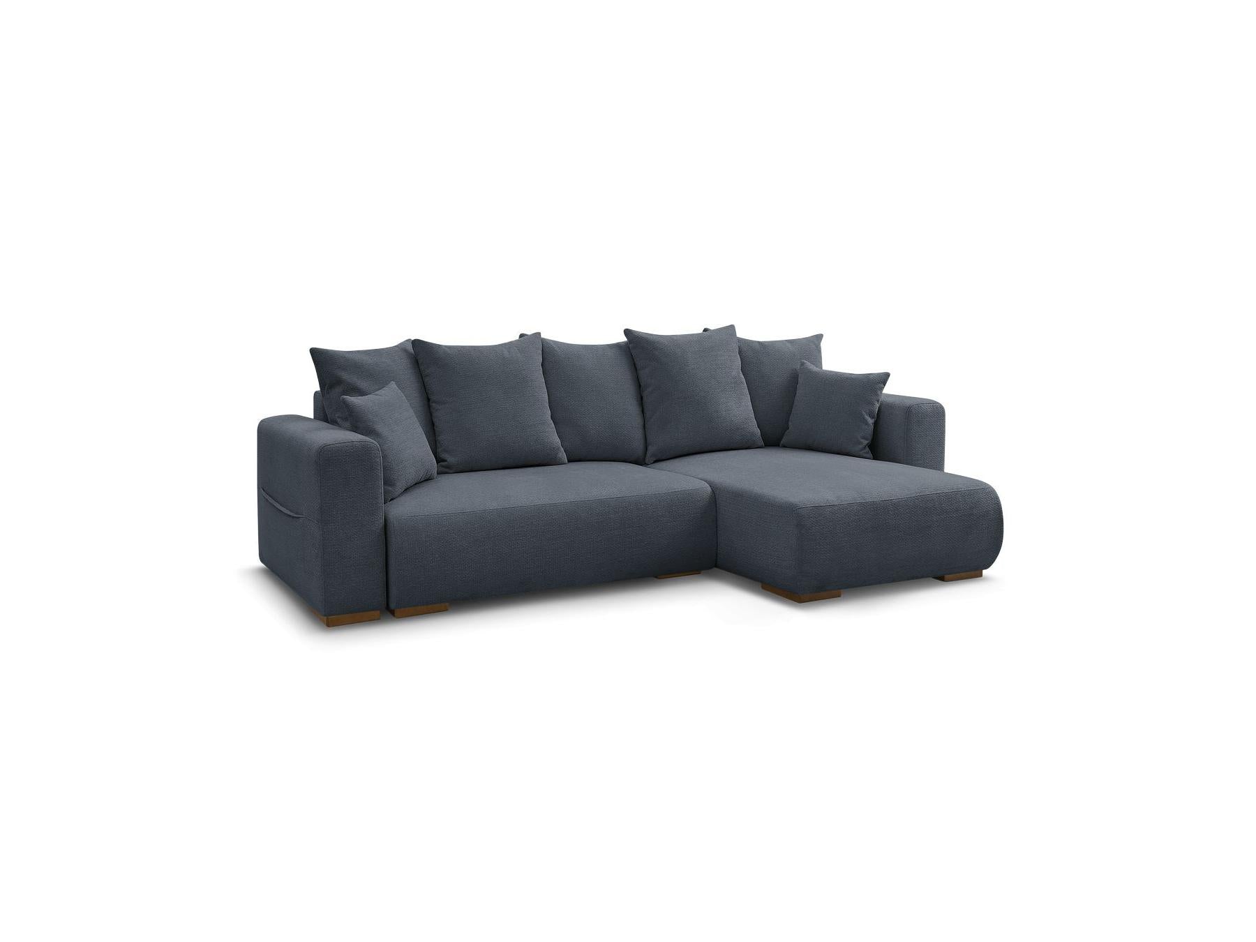 Sidonie - Canapé D'Angle Convertible Réversible Coffre - Tissu Chiné