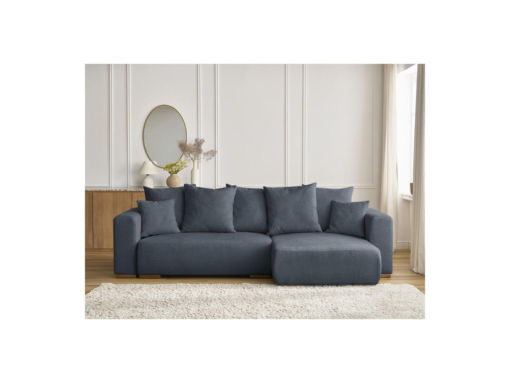 Sidonie - Canapé D'Angle Convertible Réversible Coffre - Tissu Chiné