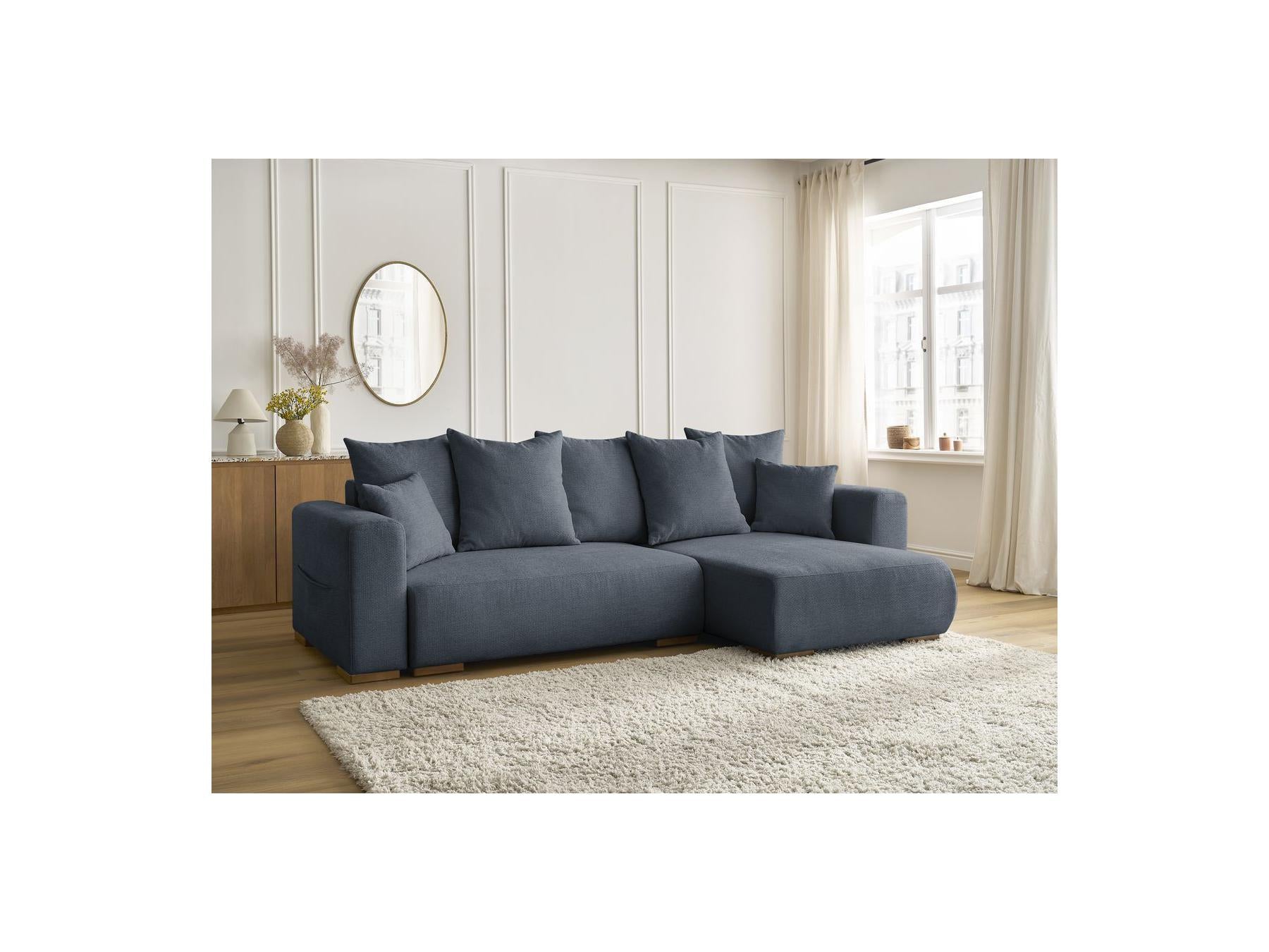Sidonie - Canapé D'Angle Convertible Réversible Coffre - Tissu Chiné