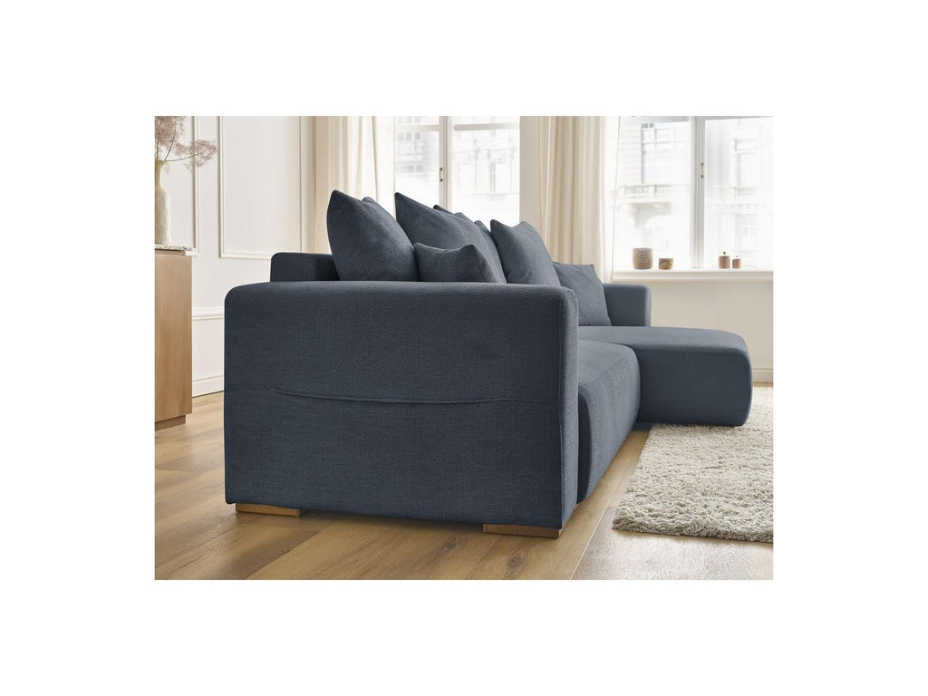 Sidonie - Canapé D'Angle Convertible Réversible Coffre - Tissu Chiné