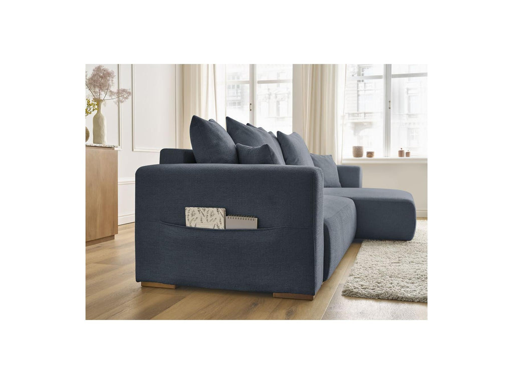 Sidonie - Canapé D'Angle Convertible Réversible Coffre - Tissu Chiné