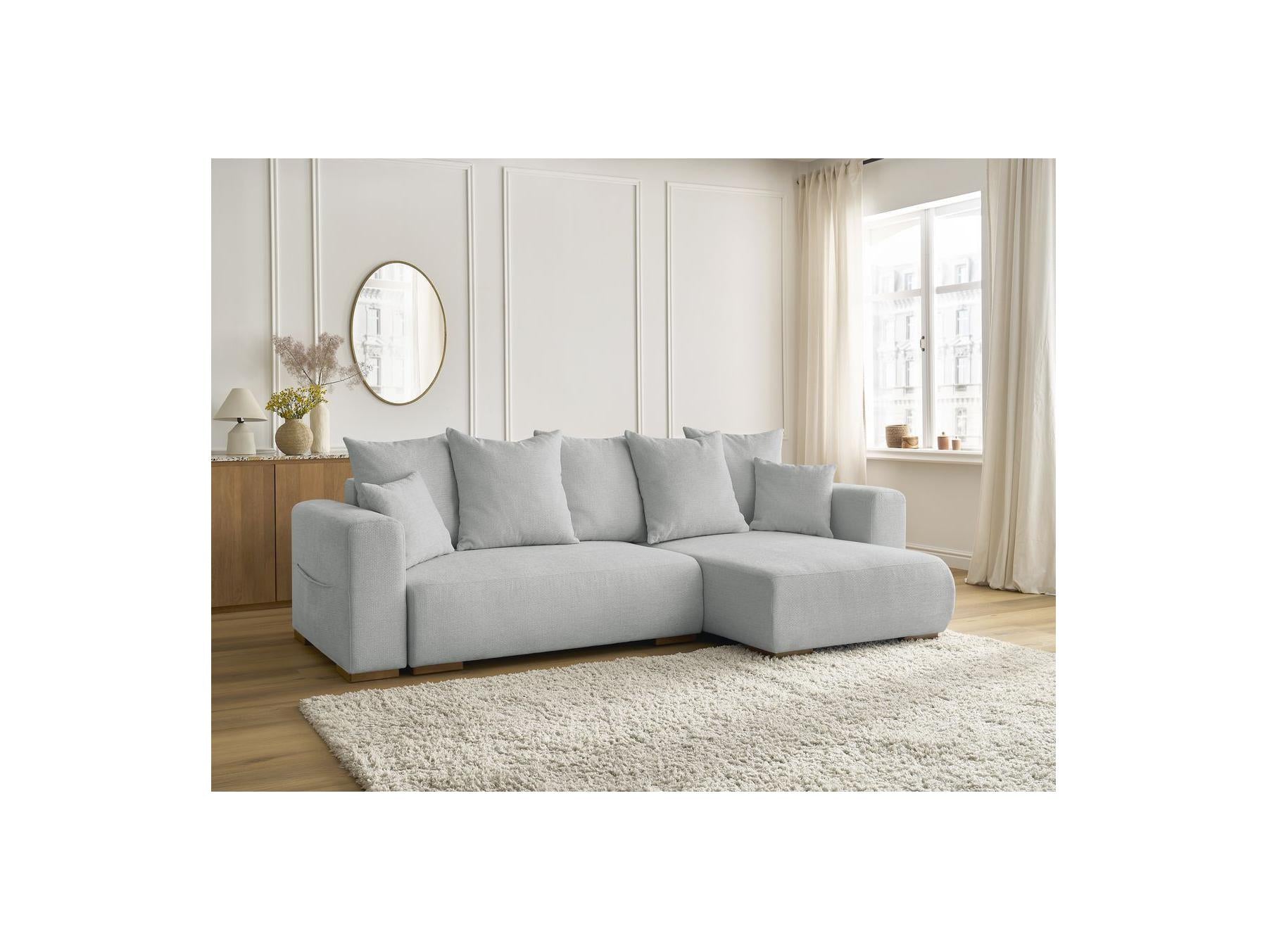 Sidonie - Canapé D'Angle Convertible Réversible Coffre - Tissu Chiné