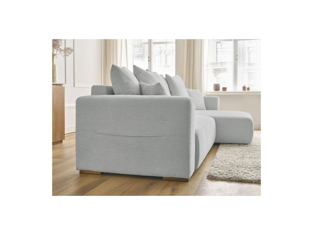 Sidonie - Canapé D'Angle Convertible Réversible Coffre - Tissu Chiné