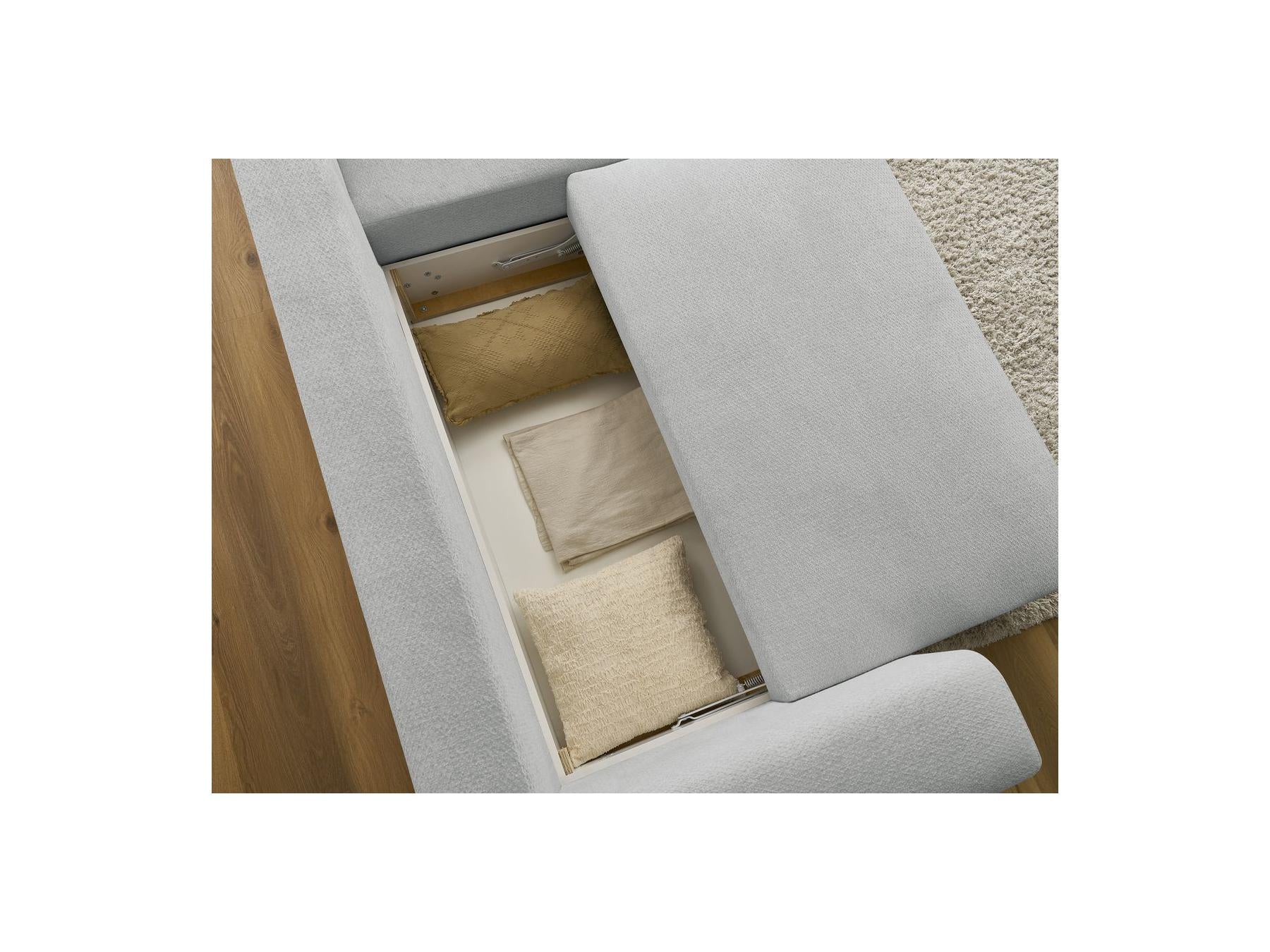 Sidonie - Canapé D'Angle Convertible Réversible Coffre - Tissu Chiné
