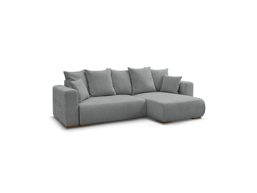 Sidonie - Canapé D'Angle Convertible Réversible Coffre - Tissu Chiné