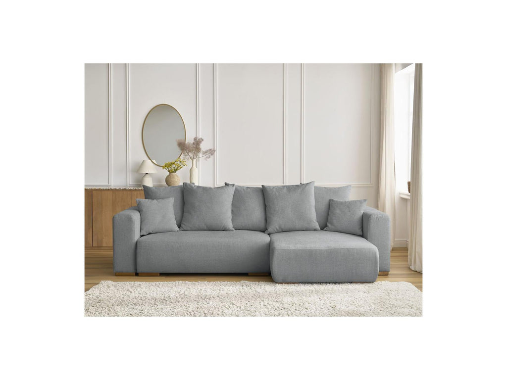 Sidonie - Canapé D'Angle Convertible Réversible Coffre - Tissu Chiné