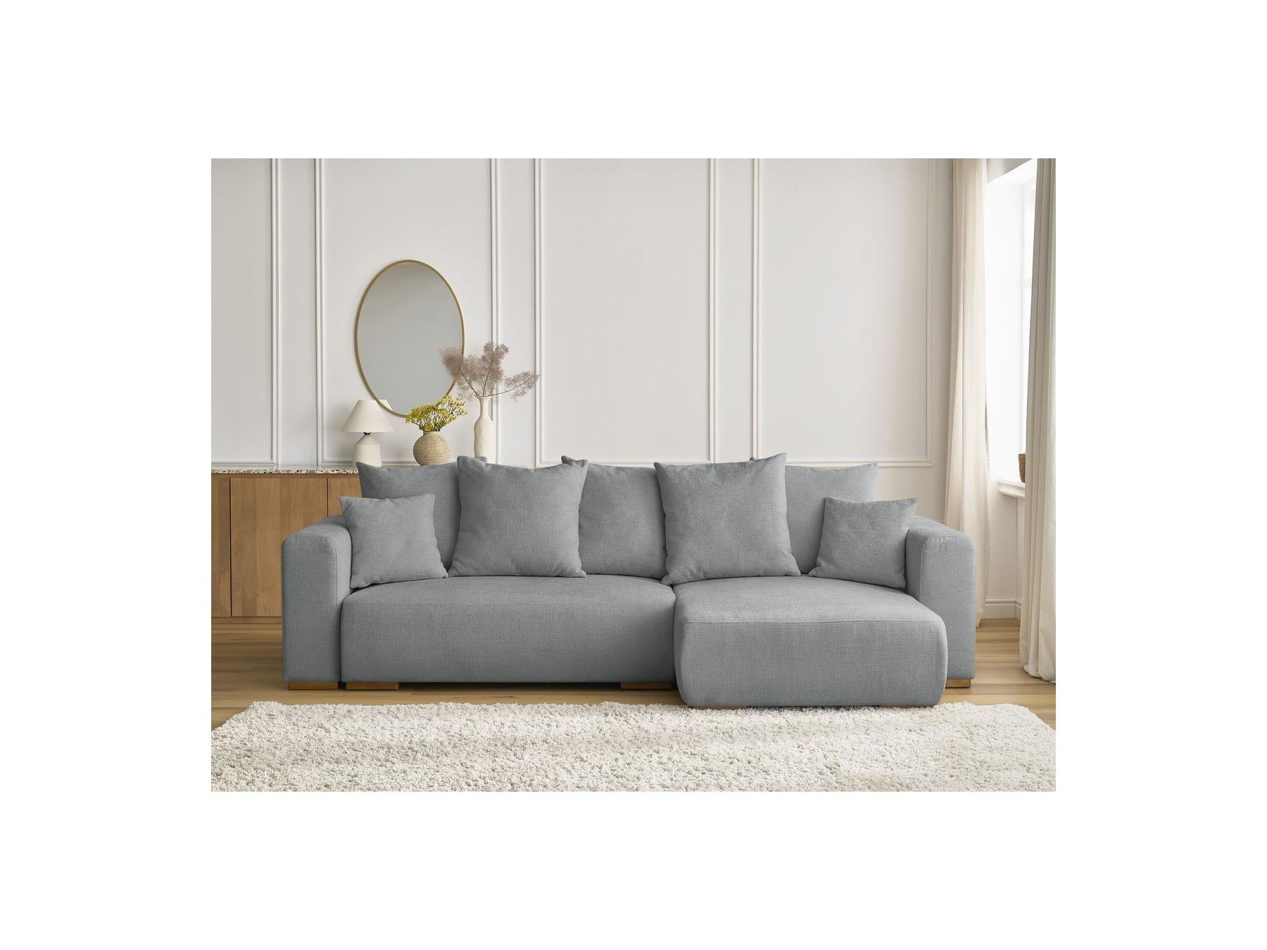 Sidonie - Canapé D'Angle Convertible Réversible Coffre - Tissu Chiné