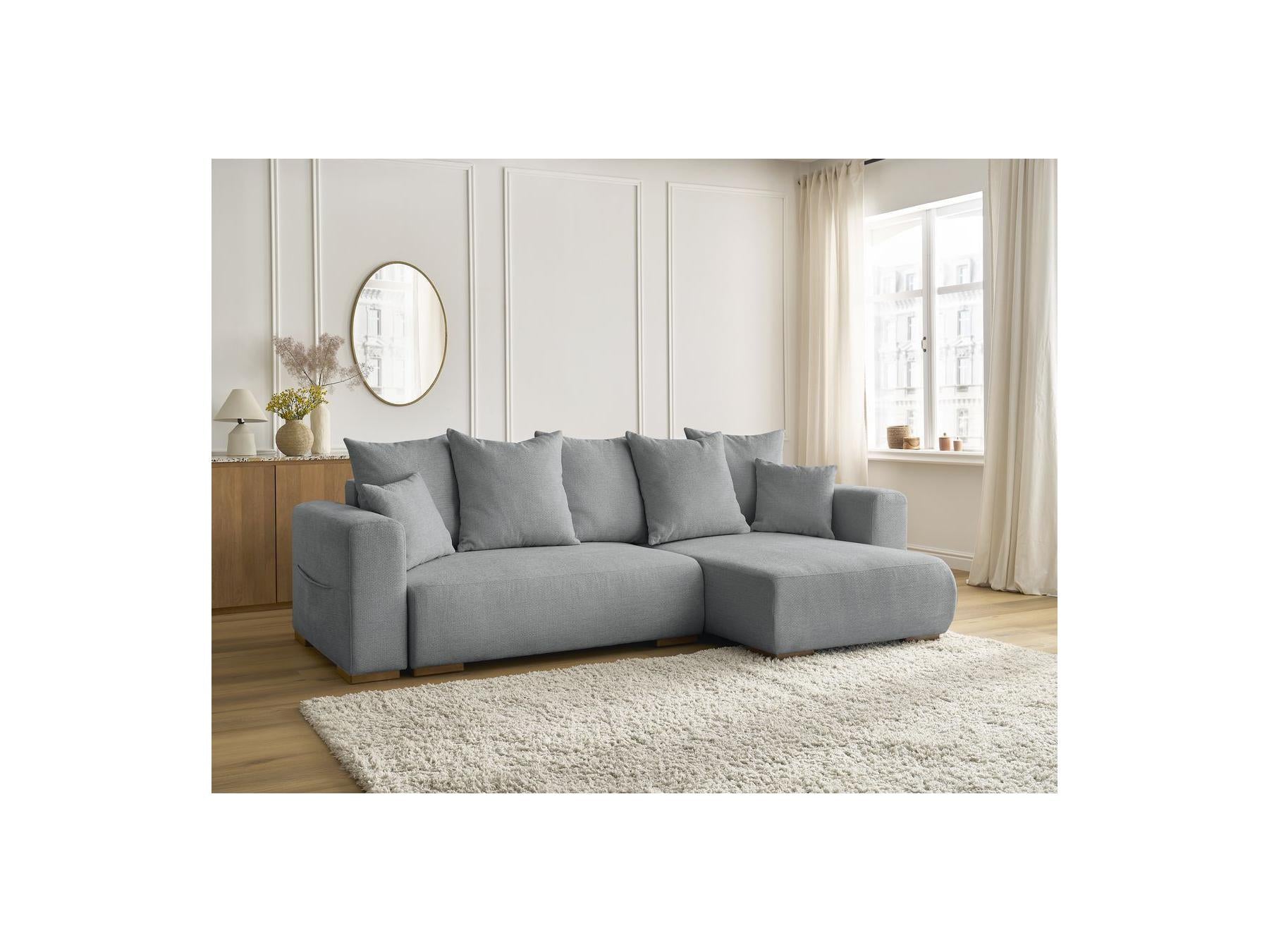 Sidonie - Canapé D'Angle Convertible Réversible Coffre - Tissu Chiné