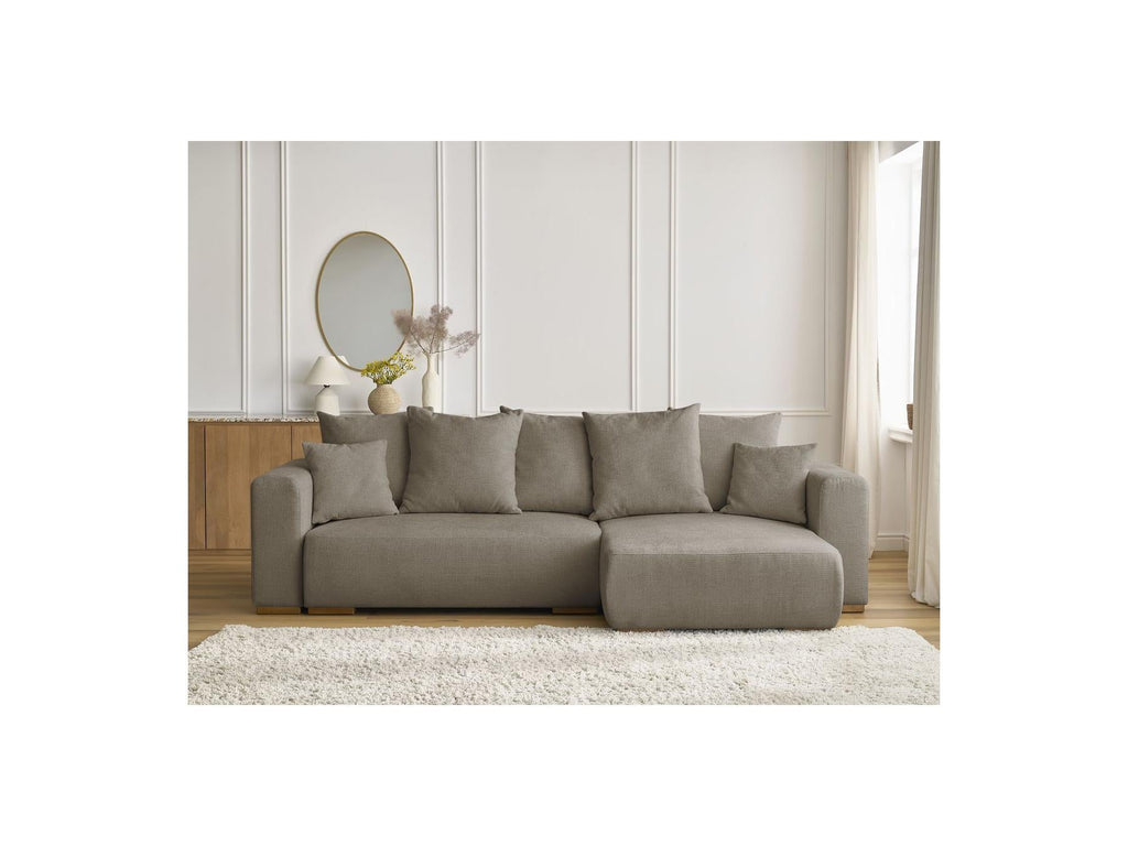 Sidonie - Canapé D'Angle Convertible Réversible Coffre - Tissu Chiné