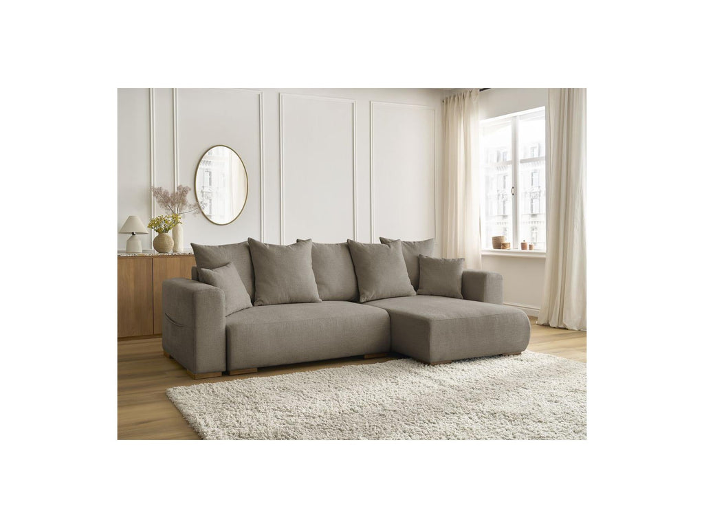 Sidonie - Canapé D'Angle Convertible Réversible Coffre - Tissu Chiné