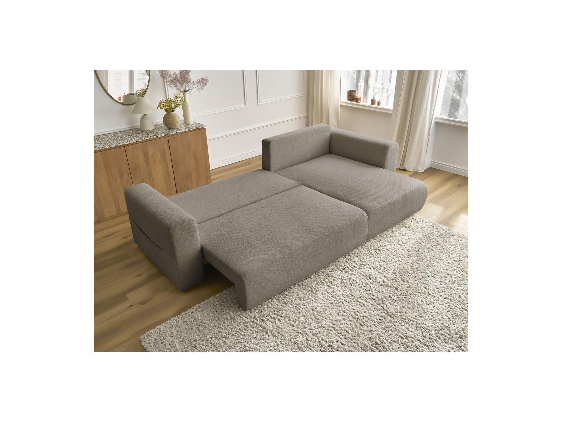 Sidonie - Canapé D'Angle Convertible Réversible Coffre - Tissu Chiné