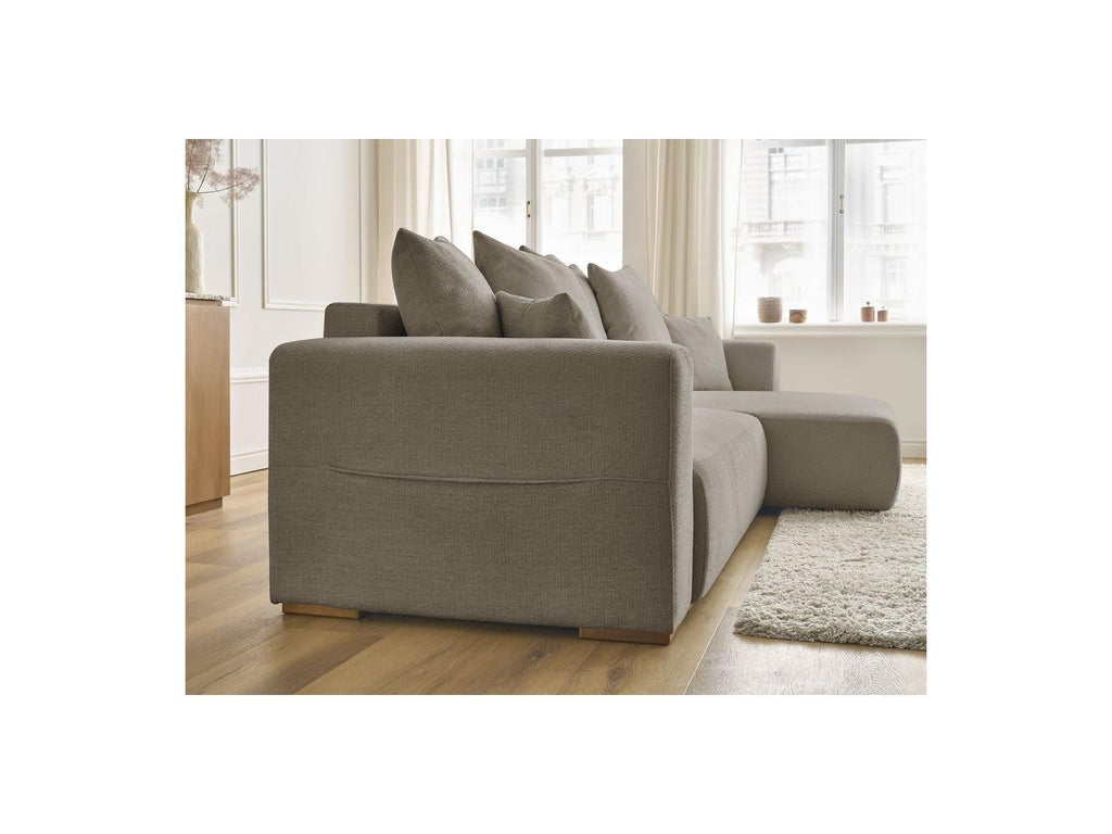 Sidonie - Canapé D'Angle Convertible Réversible Coffre - Tissu Chiné
