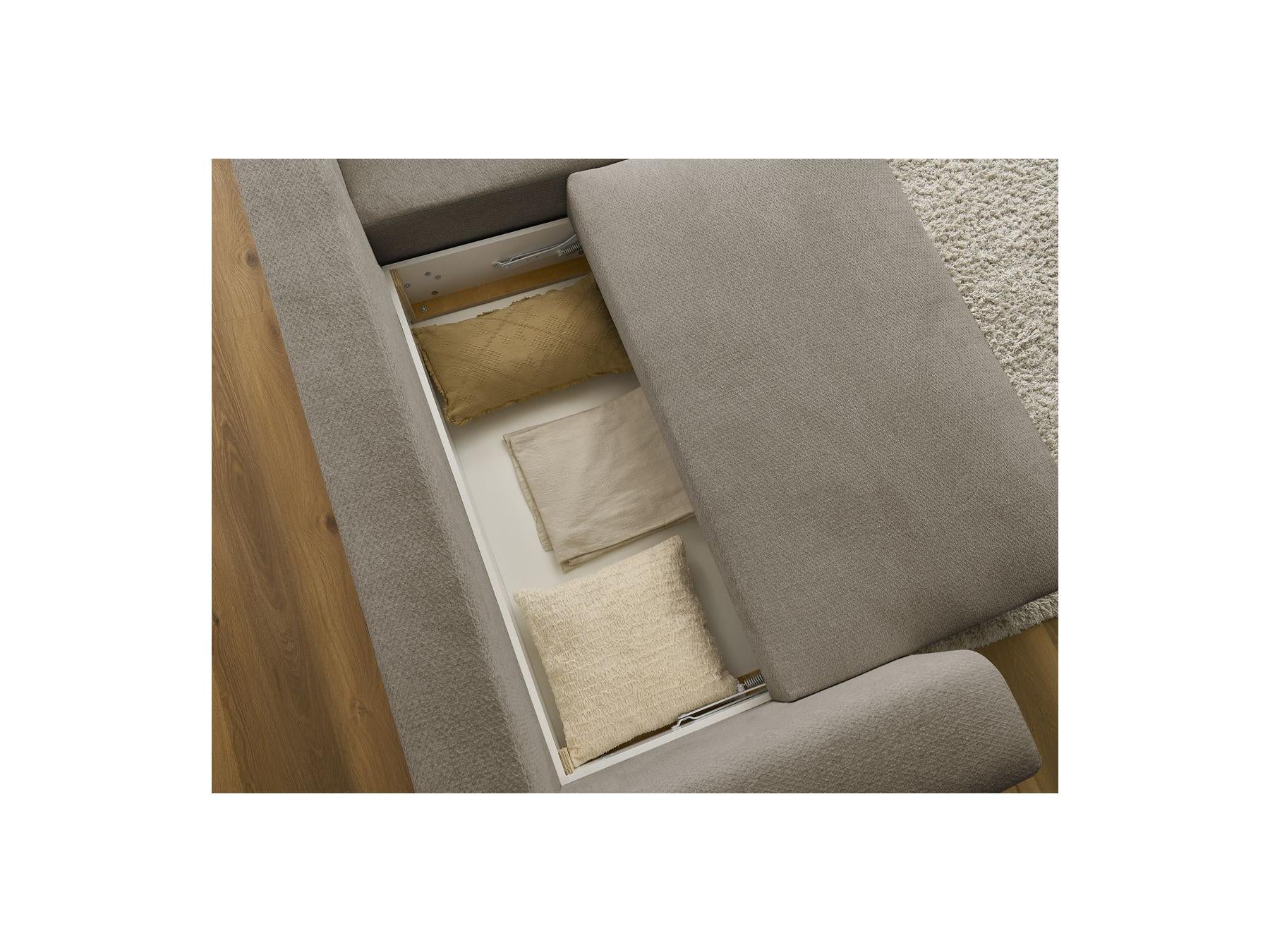 Sidonie - Canapé D'Angle Convertible Réversible Coffre - Tissu Chiné
