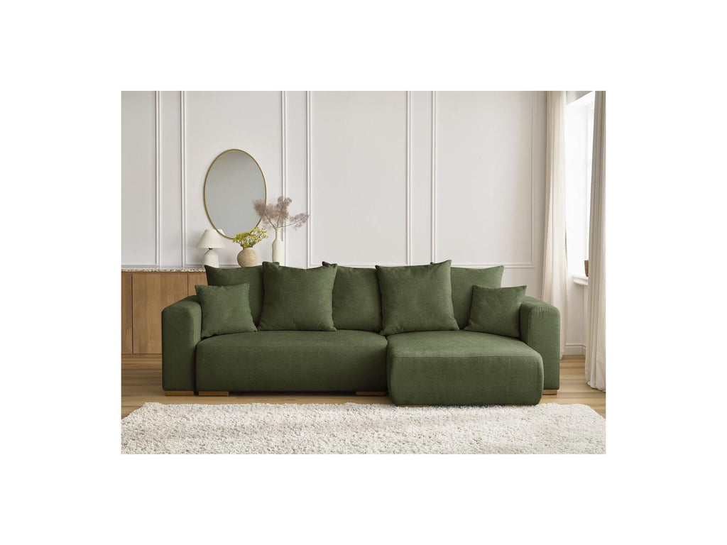 Sidonie - Canapé D'Angle Convertible Réversible Coffre - Tissu Chiné