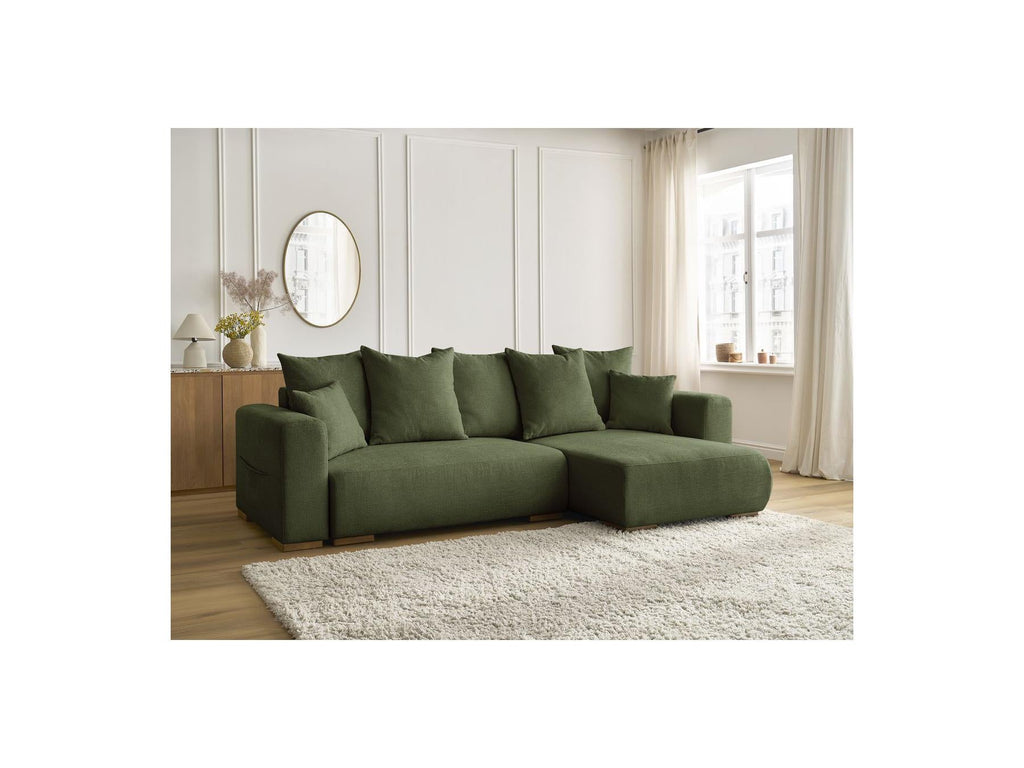 Sidonie - Canapé D'Angle Convertible Réversible Coffre - Tissu Chiné