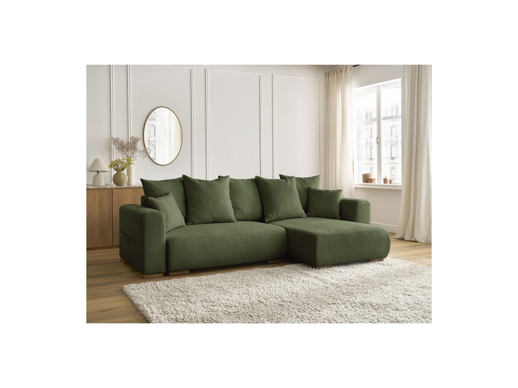Sidonie - Canapé D'Angle Convertible Réversible Coffre - Tissu Chiné