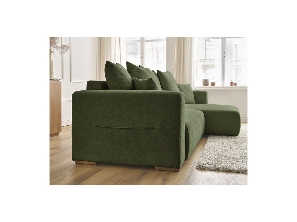 Sidonie - Canapé D'Angle Convertible Réversible Coffre - Tissu Chiné