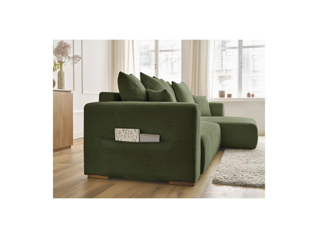 Sidonie - Canapé D'Angle Convertible Réversible Coffre - Tissu Chiné