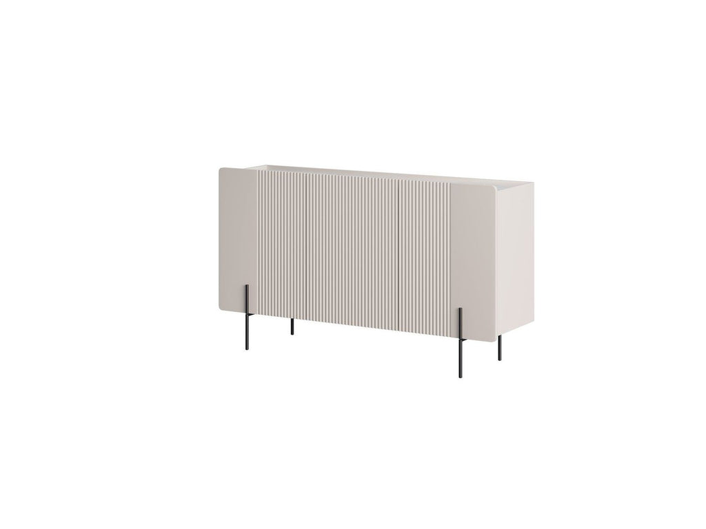 Mathilde - Buffet 3 Portes Plateau Effet Marbre - Pieds Noirs