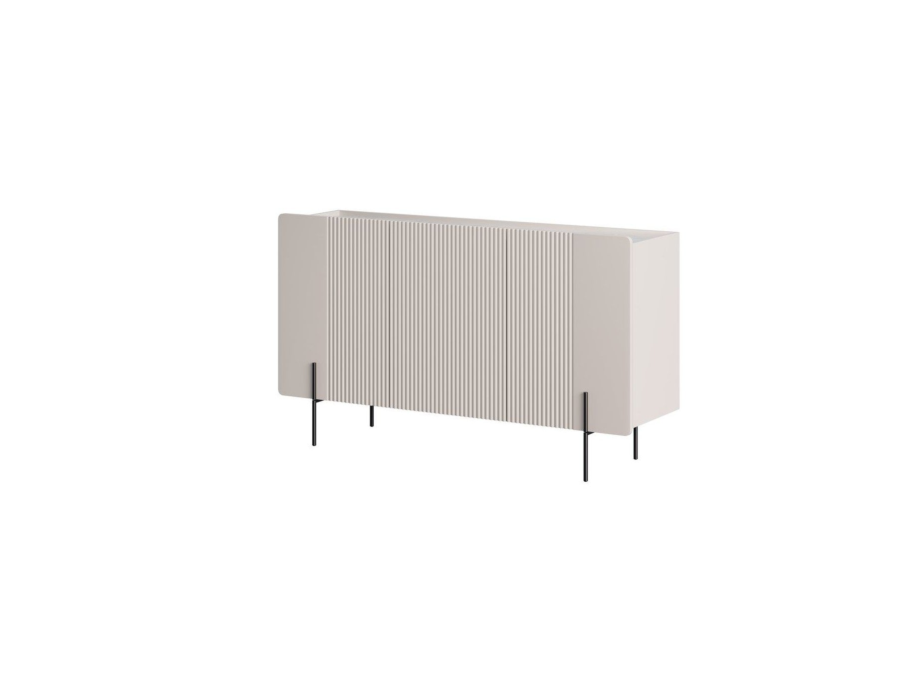 Mathilde - Buffet 3 Portes Plateau Effet Marbre - Pieds Noirs