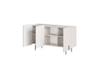 Mathilde - Buffet 3 Portes Plateau Effet Marbre - Pieds Noirs