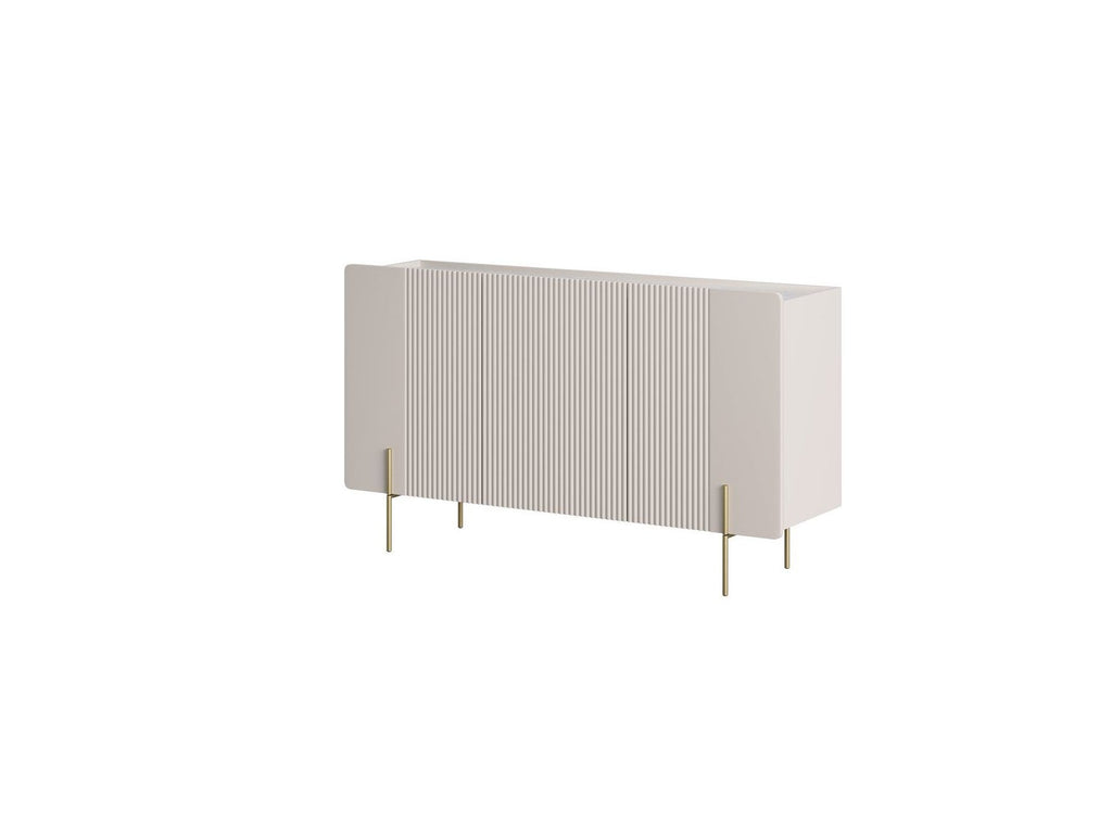 Mathilde - Buffet 3 Portes Plateau Effet Marbre - Pieds Or
